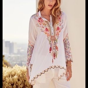 Johnny Was M White Georgette Festival Tunic
